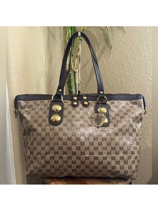 Gucci Handbags - GUCCI CRYSTAL MONOGRAM ZIPPERED TOTE